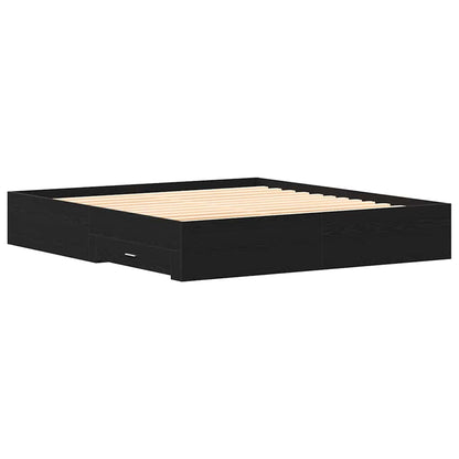 vidaXL Bed Frame with Drawer Black Oak 180 x 200 cm Engineered Wood