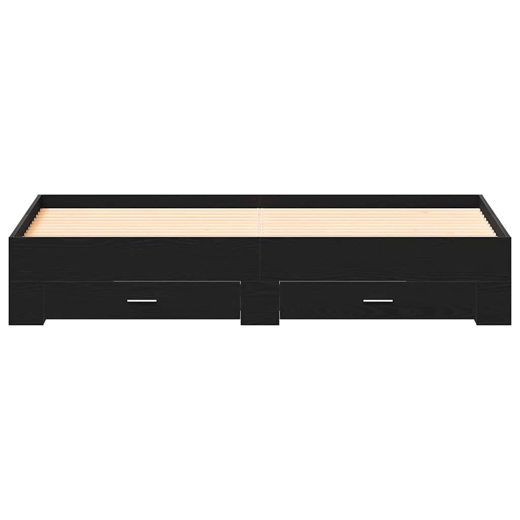 vidaXL Bed Frame with Drawer Black Oak 180 x 200 cm Engineered Wood