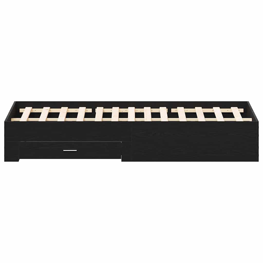 vidaXL Bed Frame with Drawer Black Oak 180 x 200 cm Engineered Wood