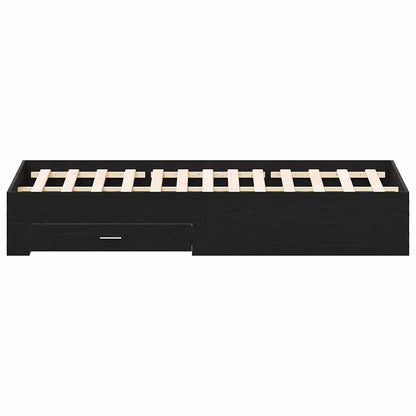 vidaXL Bed Frame with Drawer Black Oak 180 x 200 cm Engineered Wood