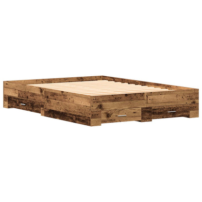 vidaXL Bed Frame with Drawer Old Wood 160 x 200 cm Engineered Wood