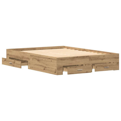 vidaXL Bed Frame with Drawer Artisan Oak 160 x 200 cm Engineered Wood