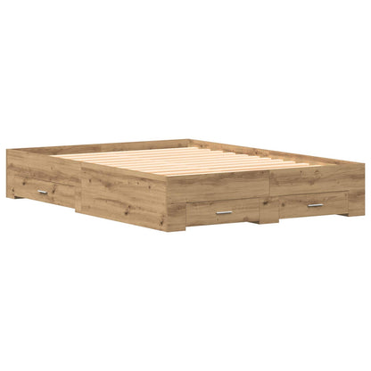 vidaXL Bed Frame with Drawer Artisan Oak 160 x 200 cm Engineered Wood