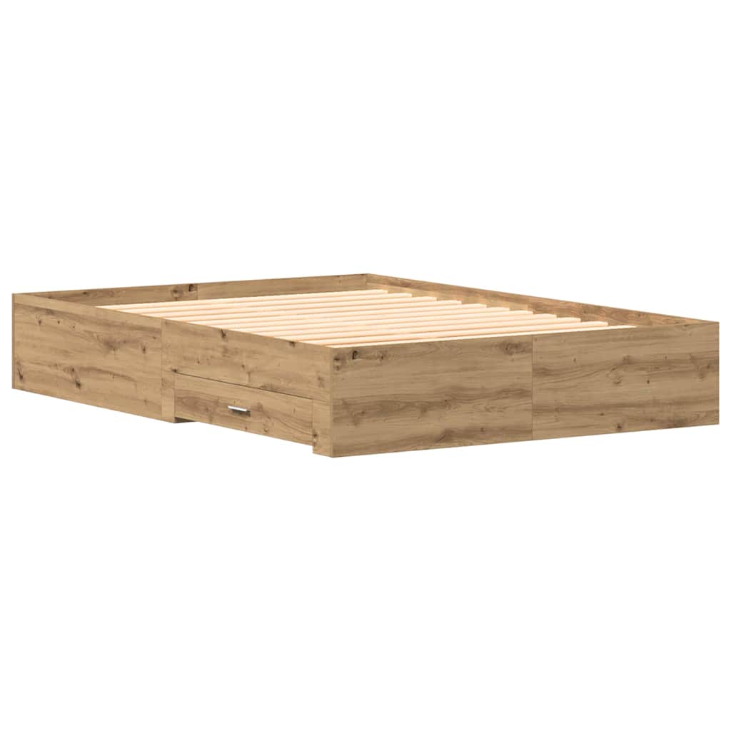 vidaXL Bed Frame with Drawer Artisan Oak 160 x 200 cm Engineered Wood
