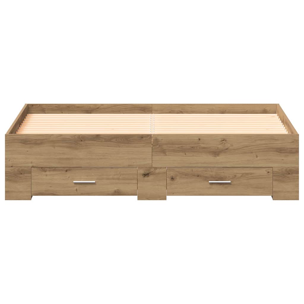vidaXL Bed Frame with Drawer Artisan Oak 160 x 200 cm Engineered Wood