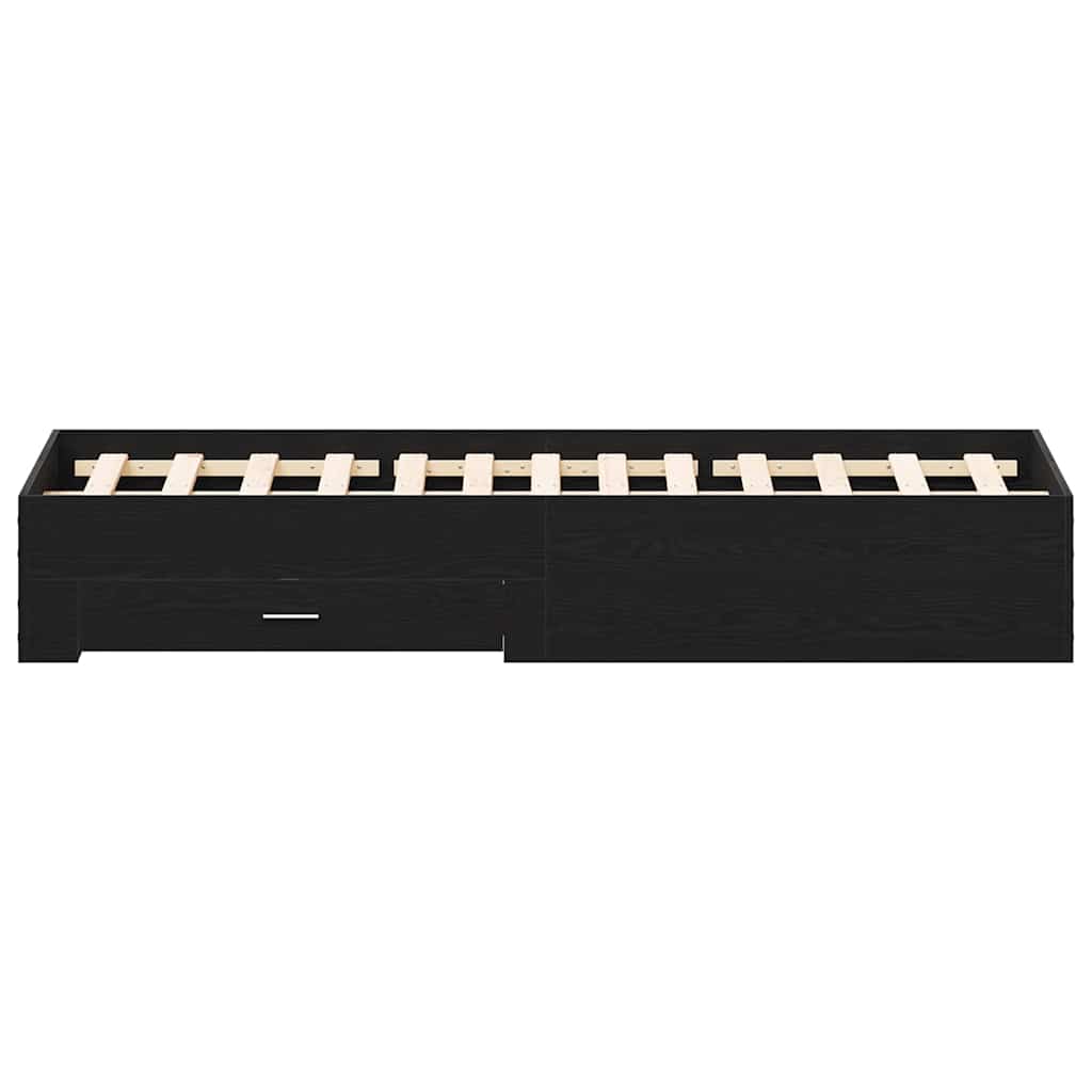 vidaXL Bed Frame with Drawer Black Oak 160 x 200 cm Engineered Wood