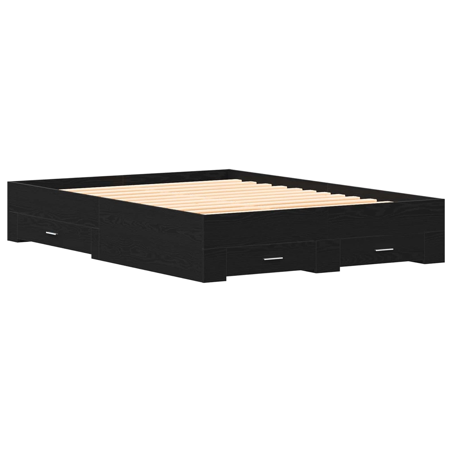 vidaXL Bed Frame with Drawer Black Oak 140 x 200 cm Engineered Wood