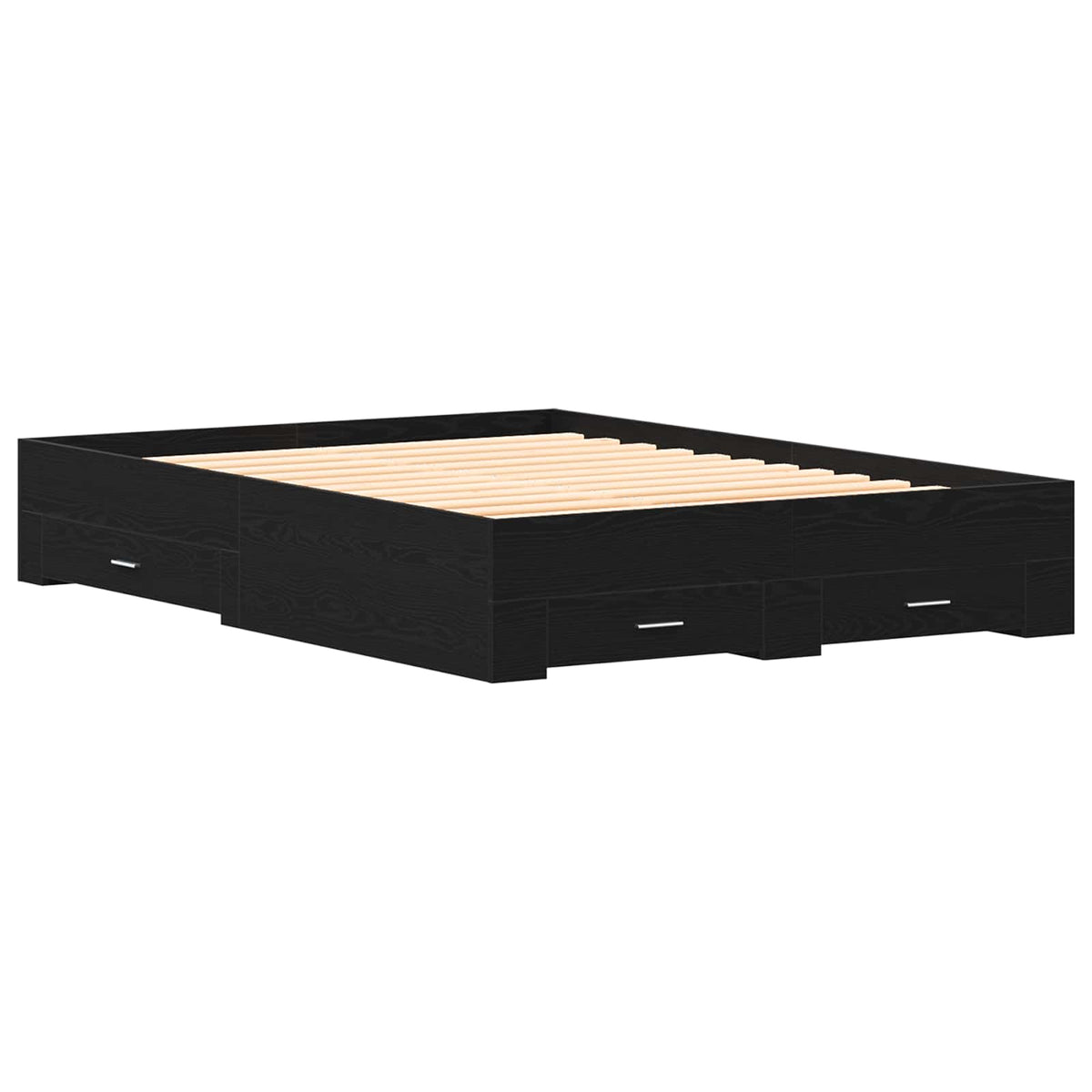 vidaXL Bed Frame with Drawer Black Oak 140 x 200 cm Engineered Wood