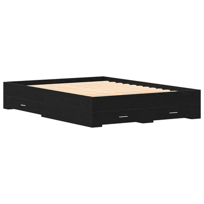 vidaXL Bed Frame with Drawer Black Oak 140 x 200 cm Engineered Wood