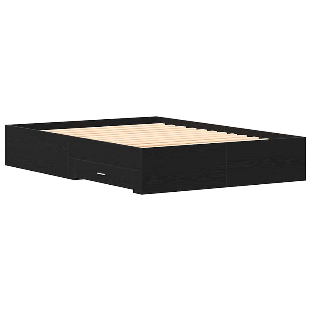 vidaXL Bed Frame with Drawer Black Oak 140 x 200 cm Engineered Wood