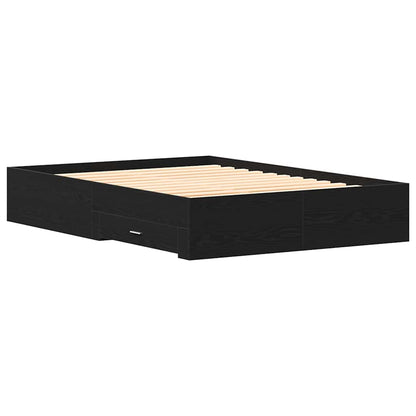 vidaXL Bed Frame with Drawer Black Oak 140 x 200 cm Engineered Wood