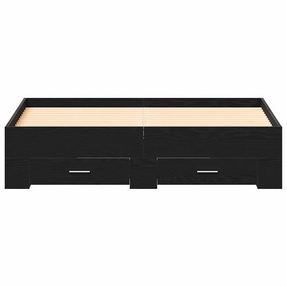 vidaXL Bed Frame with Drawer Black Oak 140 x 200 cm Engineered Wood
