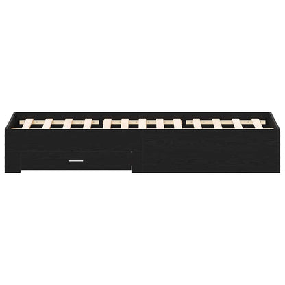 vidaXL Bed Frame with Drawer Black Oak 140 x 200 cm Engineered Wood