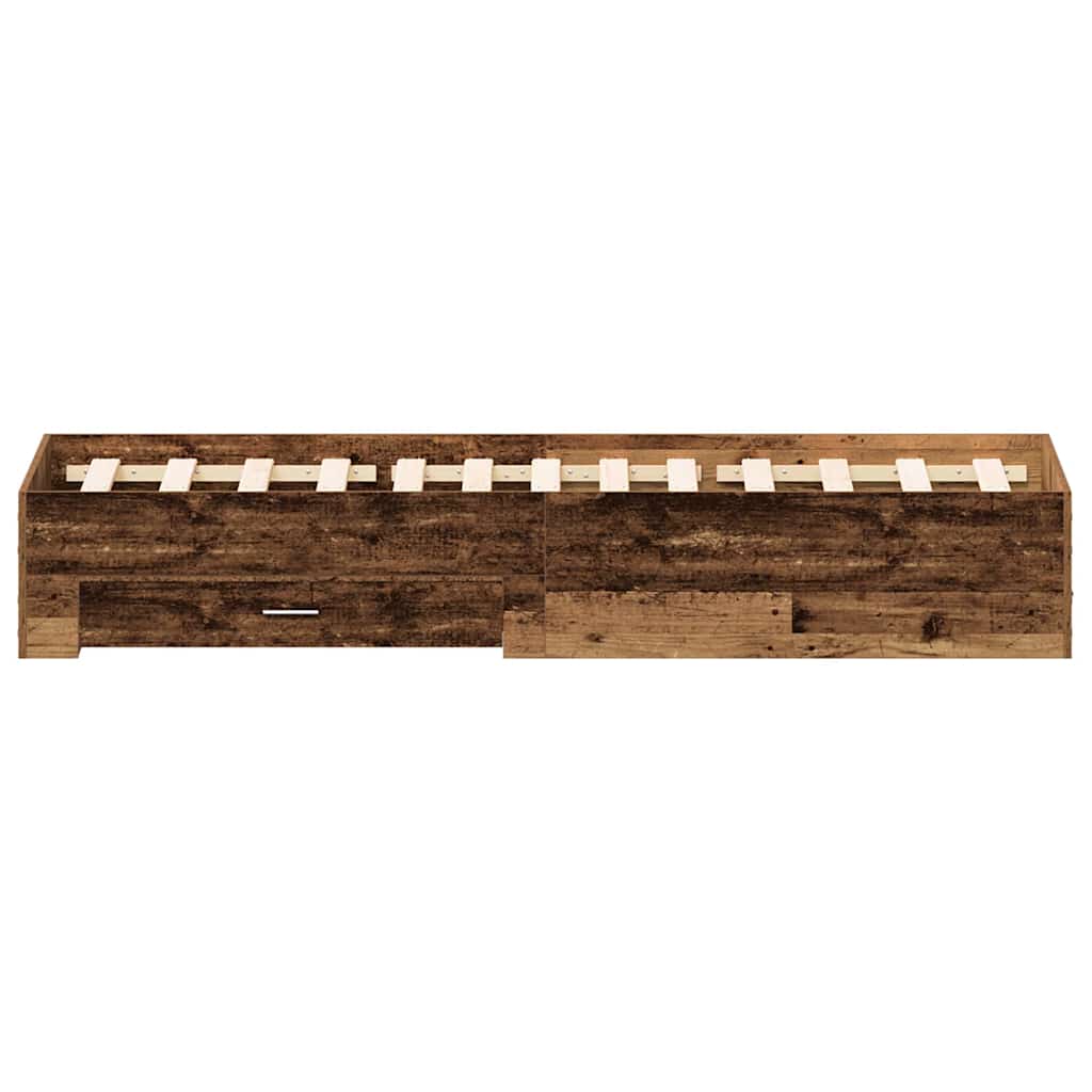 vidaXL Bed Frame with Drawer Old Wood 120 x 200 cm Engineered Wood