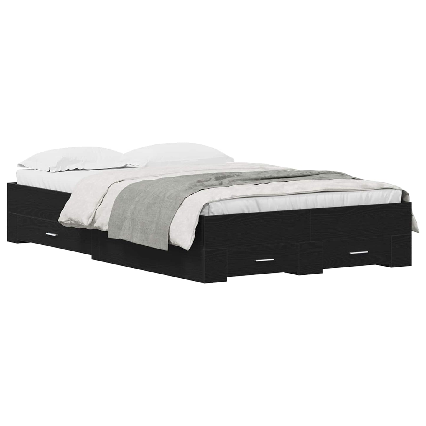 vidaXL Bed Frame with Drawer Black Oak 120 x 200 cm Engineered Wood