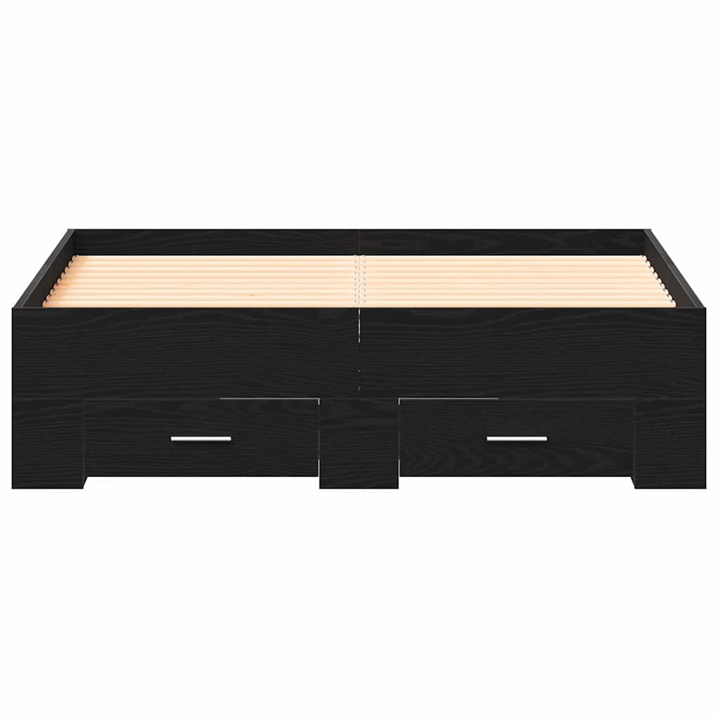 vidaXL Bed Frame with Drawer Black Oak 120 x 200 cm Engineered Wood