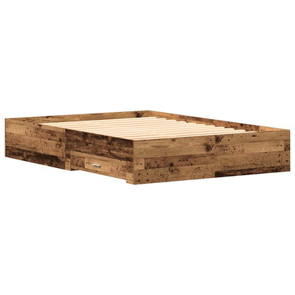 vidaXL Bed Frame with Drawer Old Wood 140 x 190 cm Engineered Wood