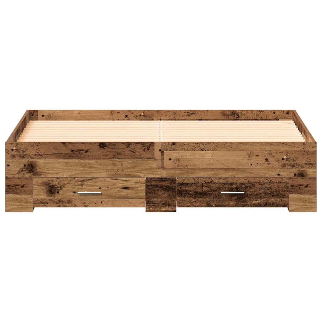 vidaXL Bed Frame with Drawer Old Wood 140 x 190 cm Engineered Wood