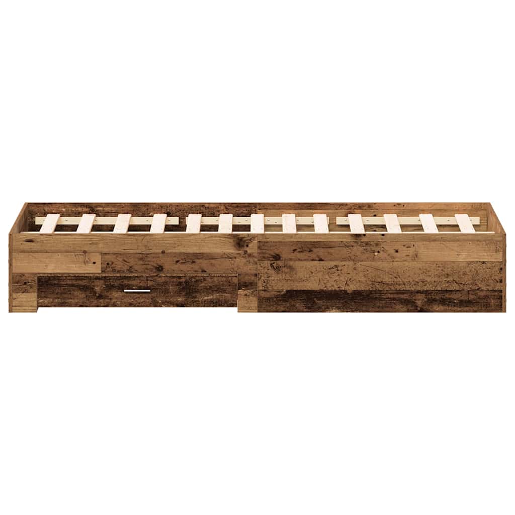 vidaXL Bed Frame with Drawer Old Wood 140 x 190 cm Engineered Wood