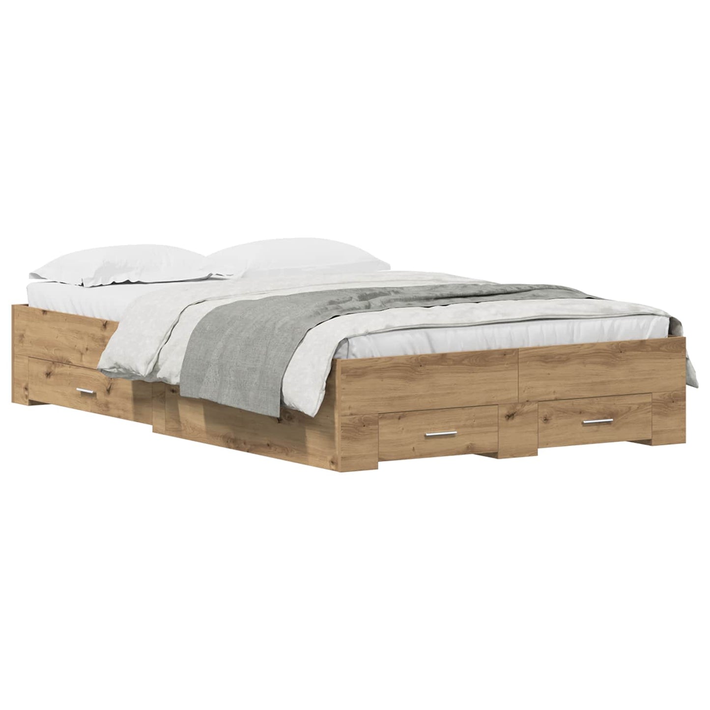 vidaXL Bed Frame with Drawer Artisan Oak 120 x 190 cm Engineered Wood