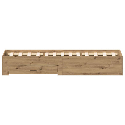 vidaXL Bed Frame with Drawer Artisan Oak 120 x 190 cm Engineered Wood