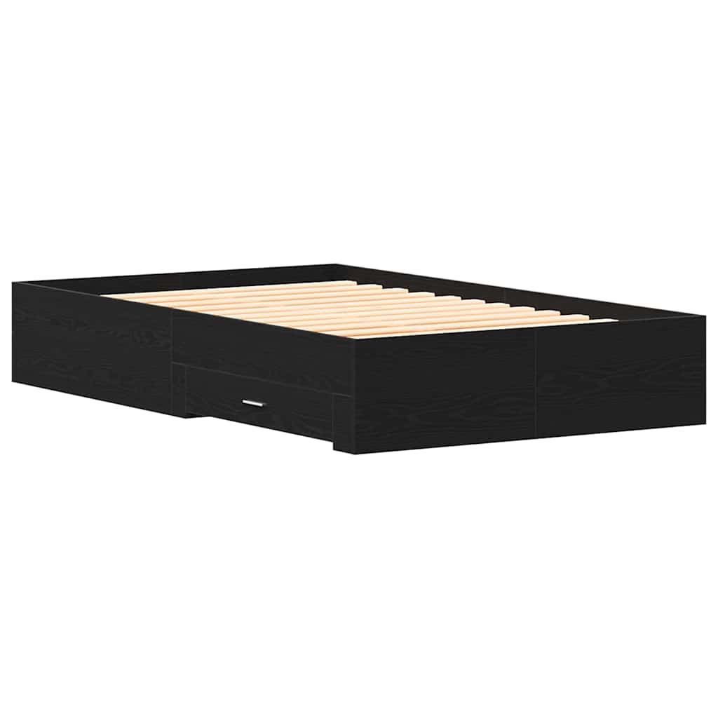 vidaXL Bed Frame with Drawer Black Oak 120 x 190 cm Engineered Wood