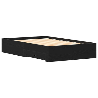 vidaXL Bed Frame with Drawer Black Oak 120 x 190 cm Engineered Wood