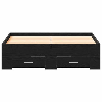 vidaXL Bed Frame with Drawer Black Oak 120 x 190 cm Engineered Wood