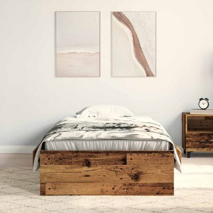 vidaXL Bed Frame with Drawer Old Wood 100 x 200 cm Engineered Wood