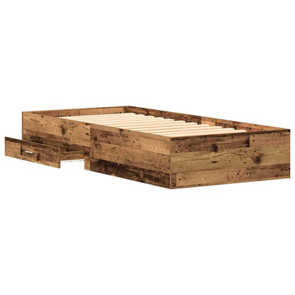 vidaXL Bed Frame with Drawer Old Wood 100 x 200 cm Engineered Wood