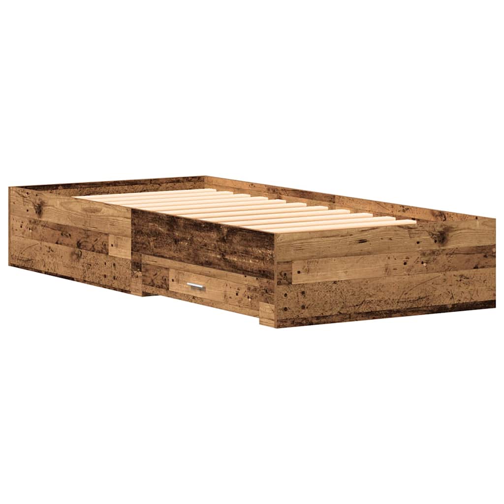 vidaXL Bed Frame with Drawer Old Wood 100 x 200 cm Engineered Wood