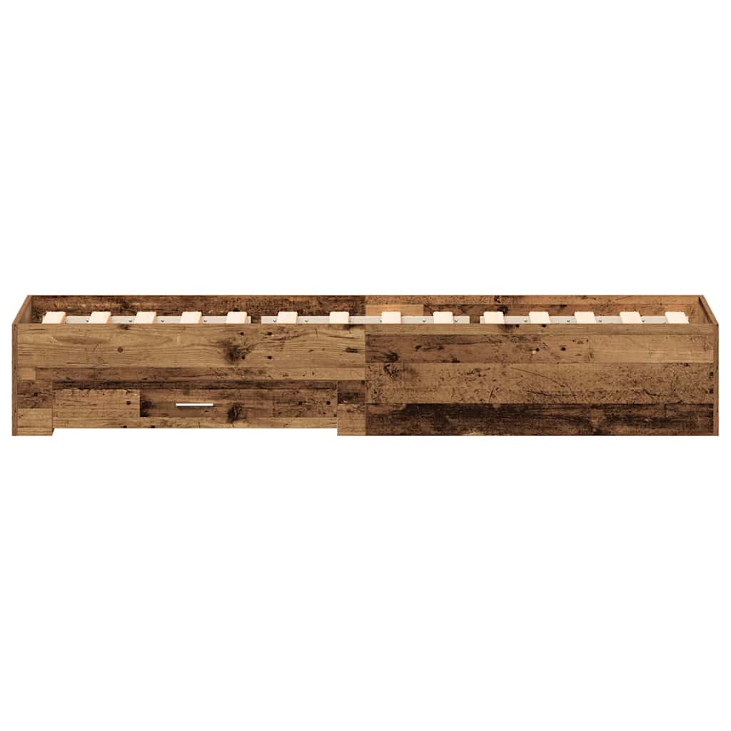 vidaXL Bed Frame with Drawer Old Wood 100 x 200 cm Engineered Wood