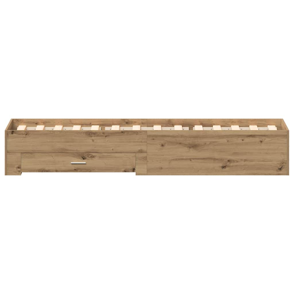 vidaXL Bed Frame with Drawer Artisan Oak 100 x 200 cm Engineered Wood