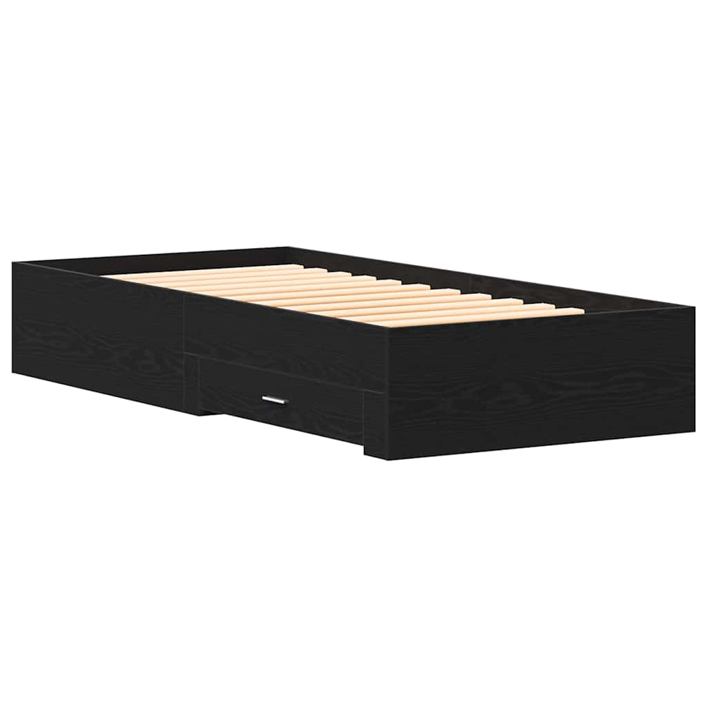 vidaXL Bed Frame with Drawer Black Oak 100 x 200 cm Engineered Wood