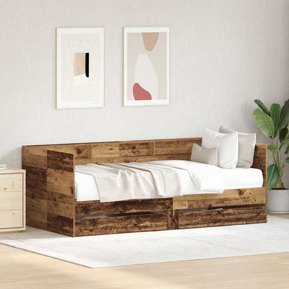 vidaXL Daybed with Headboard Old Wood 100 x 200 cm Engineered Wood