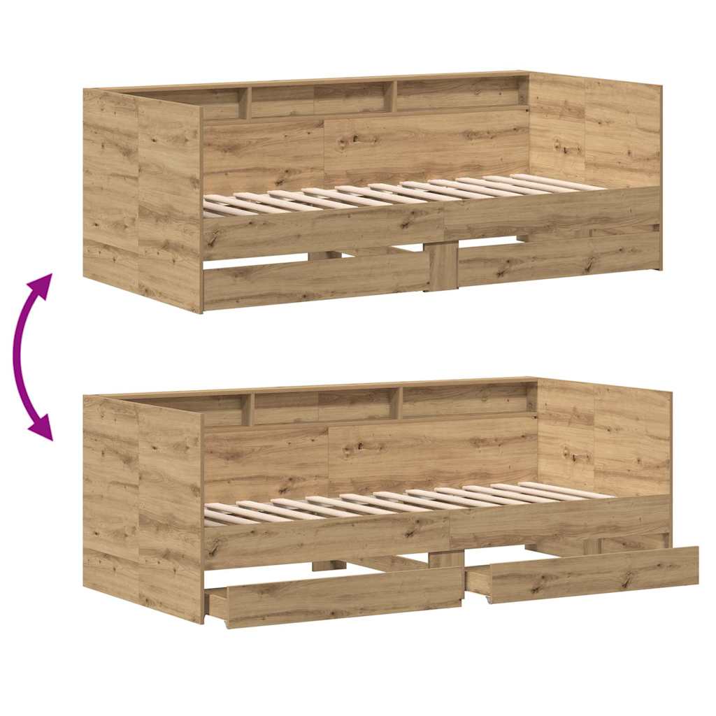 vidaXL Daybed with Headboard Artisan Oak 100 x 200 cm Engineered Wood