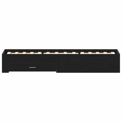 vidaXL Bed Frame with Drawer Black Oak 90 x 200 cm Engineered Wood