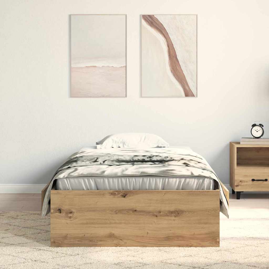 vidaXL Bed Frame with Drawer Artisan Oak 90 x 190 cm Engineered Wood