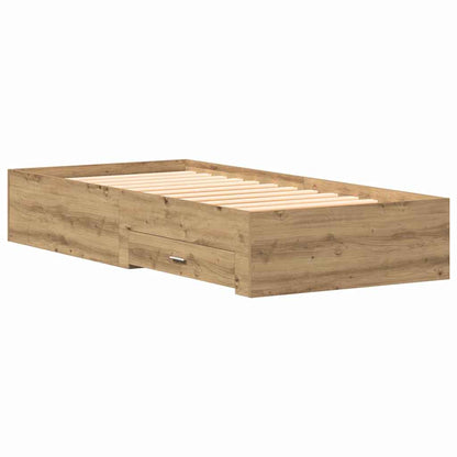 vidaXL Bed Frame with Drawer Artisan Oak 90 x 190 cm Engineered Wood