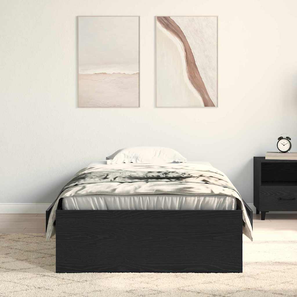 vidaXL Bed Frame with Drawer Black Oak 90 x 190 cm Engineered Wood