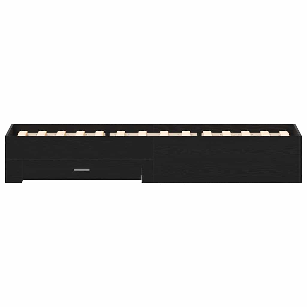 vidaXL Bed Frame with Drawer Black Oak 90 x 190 cm Engineered Wood