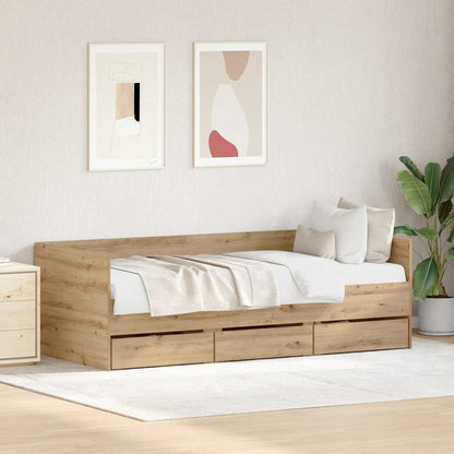 vidaXL Daybed with Drawer Artisan Oak 90 x 200 cm Engineered Wood