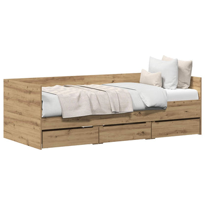 vidaXL Daybed with Drawer Artisan Oak 90 x 200 cm Engineered Wood