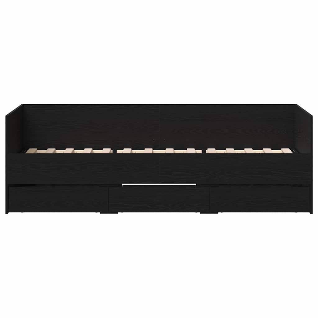 vidaXL Daybed with Headboard Black Oak 90 x 200 cm Engineered Wood