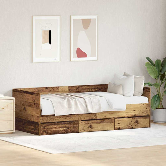 vidaXL Daybed with Headboard Old Wood 90 x 190 cm Engineered Wood