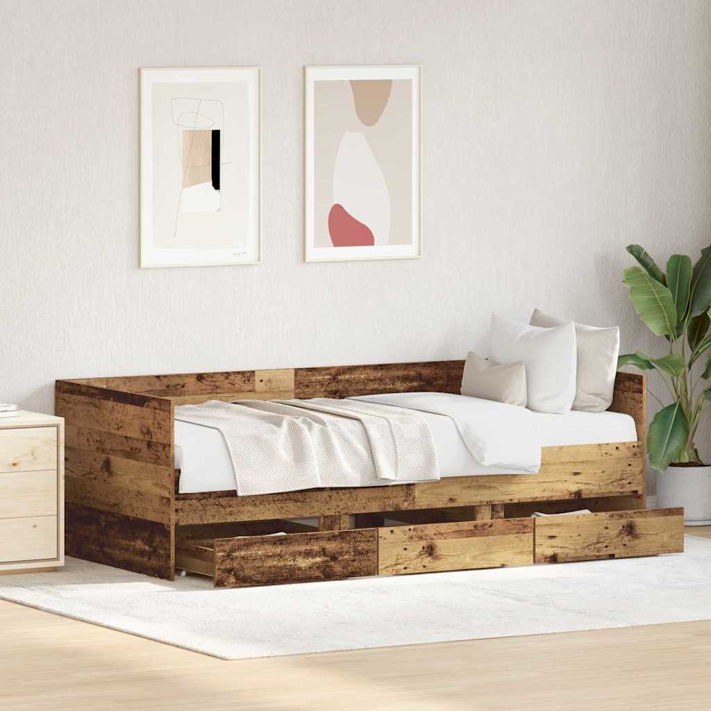 vidaXL Daybed with Headboard Old Wood 90 x 190 cm Engineered Wood