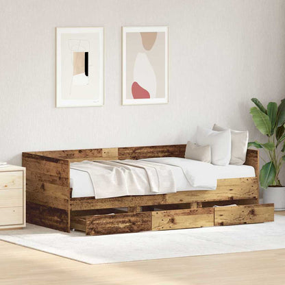 vidaXL Daybed with Headboard Old Wood 90 x 190 cm Engineered Wood