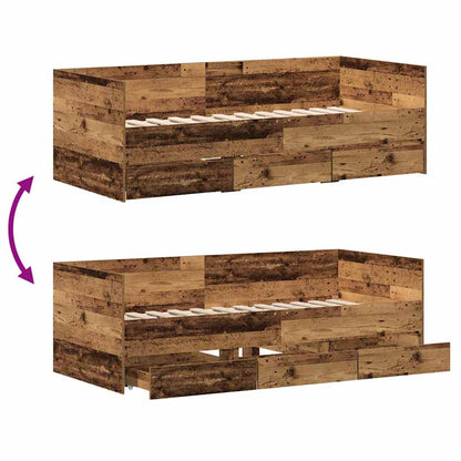vidaXL Daybed with Headboard Old Wood 90 x 190 cm Engineered Wood