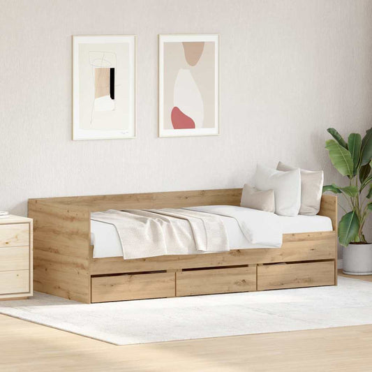 vidaXL Daybed with Drawer Artisan Oak 90 x 190 cm Engineered Wood