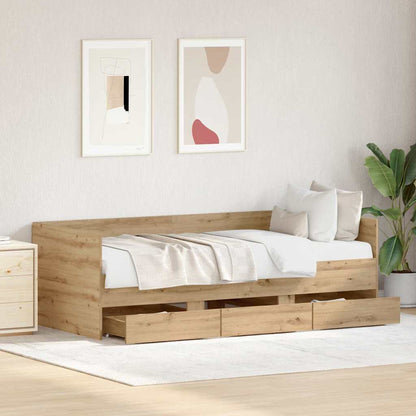 vidaXL Daybed with Drawer Artisan Oak 90 x 190 cm Engineered Wood